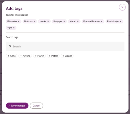 Add tags to supplier 1