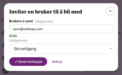 Inviter bruker 2
