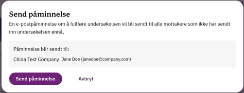Send påminnelse alle bekreftelse